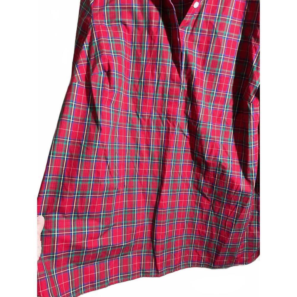 Lands' End Red Plaid No Iron Supima 1/4 button Tunic 20 Womans Pullover - Picture 5 of 9